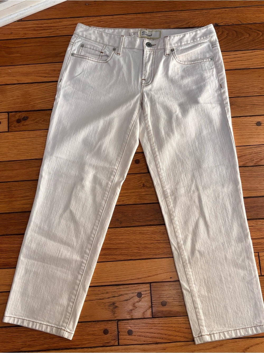 Ann Taylor Loft Cream Straight-Leg Women's Jeans